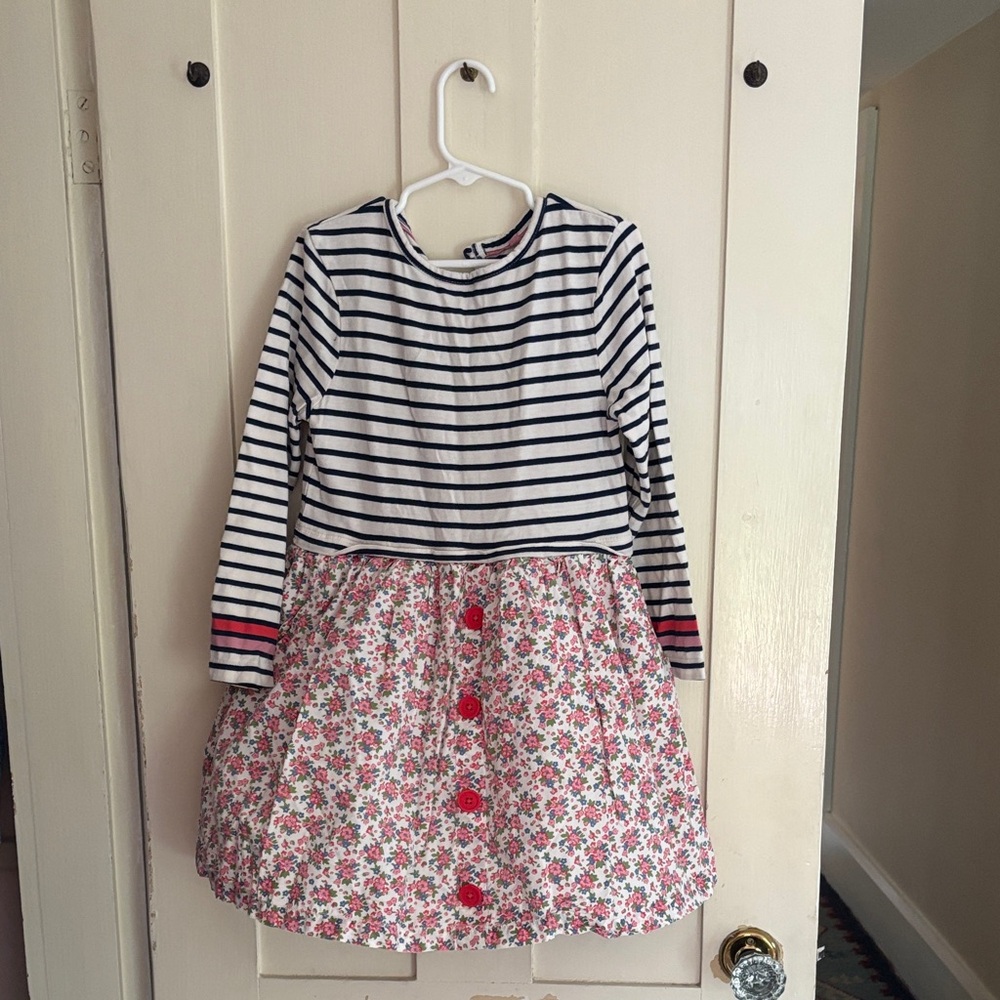 Mini Boden Navy Striped and Floral Dress